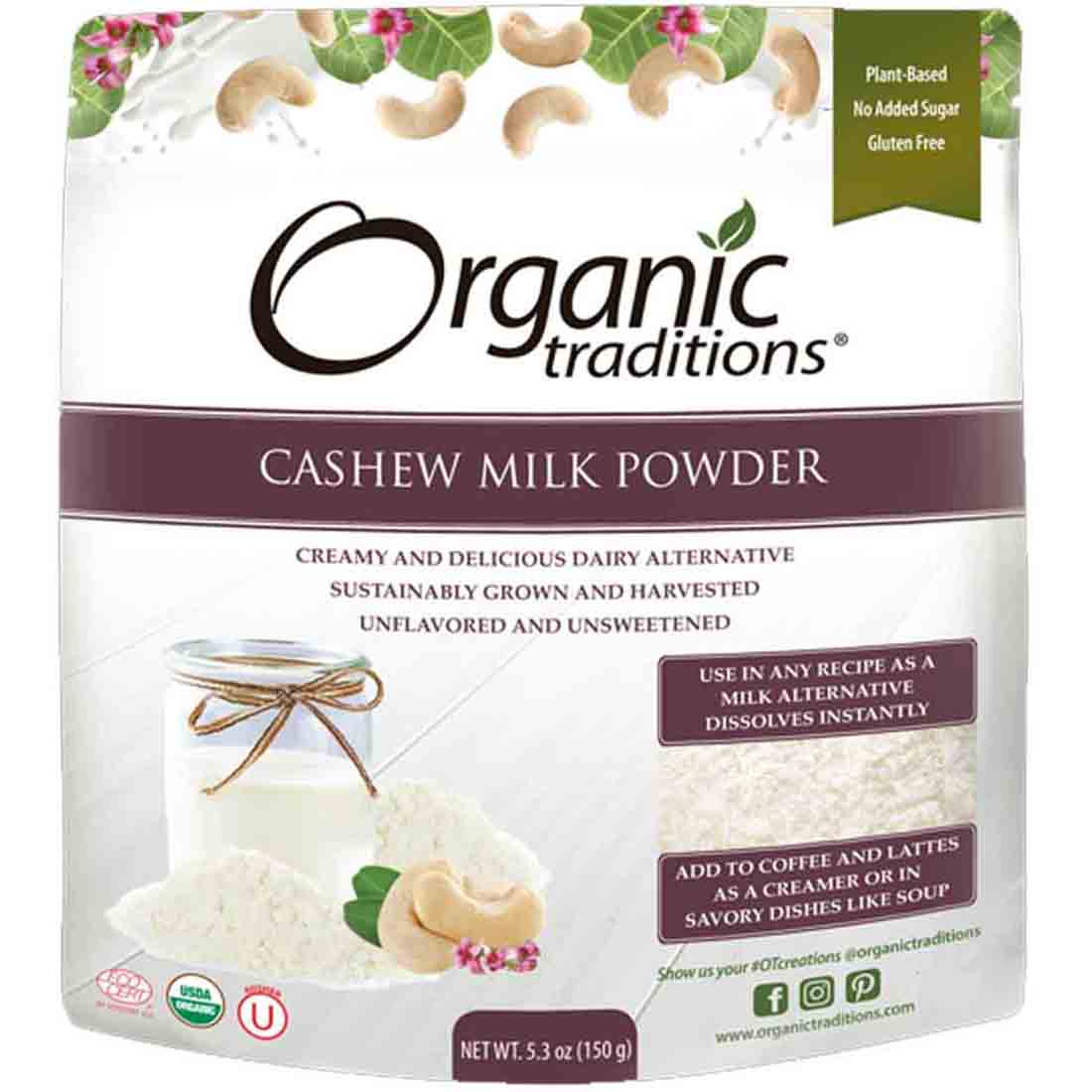 Organic Traditions Cashew Milk Powder (Paleo, Vegan, Dairy and Gluten Free), 150g