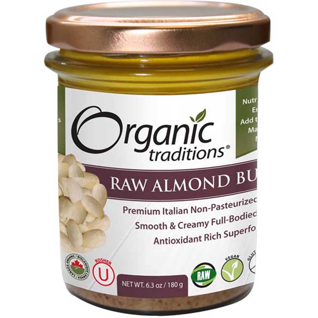 Organic Traditions Almond Butter (Raw), 180g
