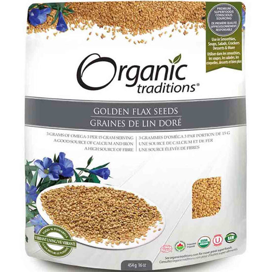 Organic Traditions Golden Flax Seeds, 454g