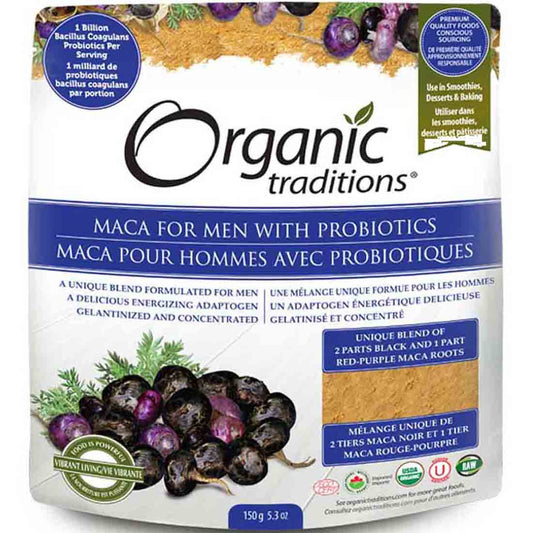 Organic Traditions Maca Men's Powder with Probiotics, 150g