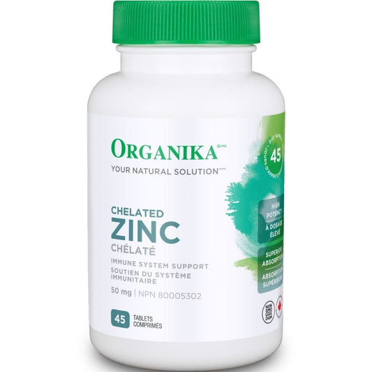 Organika Chelated Zinc 50mg, 45 Tablets