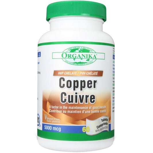 Organika Copper HVP Chelate, 5000mcg, 60 Tablets