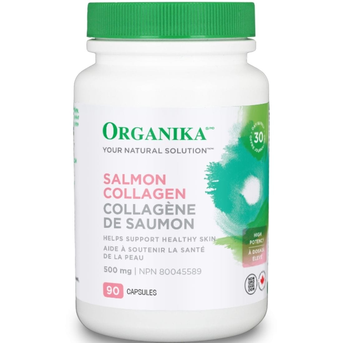 Organika Salmon Collagen 500mg, High Potency, Supports Healthy Skin, 90 Capsules