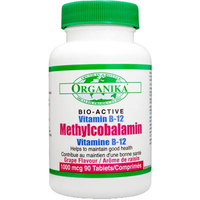 Organika Bio-Active B12 Methylcobalamin - Grape Flavour, 1000mcg, 90 Tablets