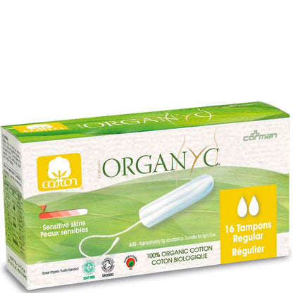 Organ(y)c Applicator Free Tampons, 100% Organic Cotton, 16 Tampons