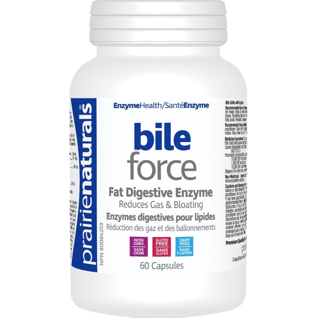 Prairie Naturals Bile-Force, Bile Salt with Lipase (Fat Digesting Enzyme)