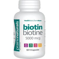 Prairie Naturals Biotin 5000mcg, Helps Maintain Healthy Hair, Skin and Nails, Non-GMO, 60-120 Vegetable Capsules