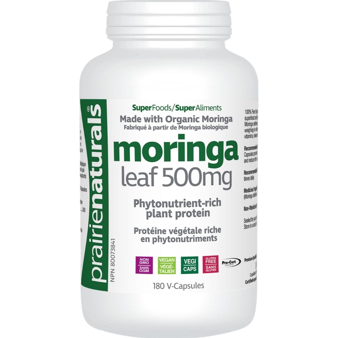 Prairie Naturals Moringa Leaf 500mg, 180 Capsules