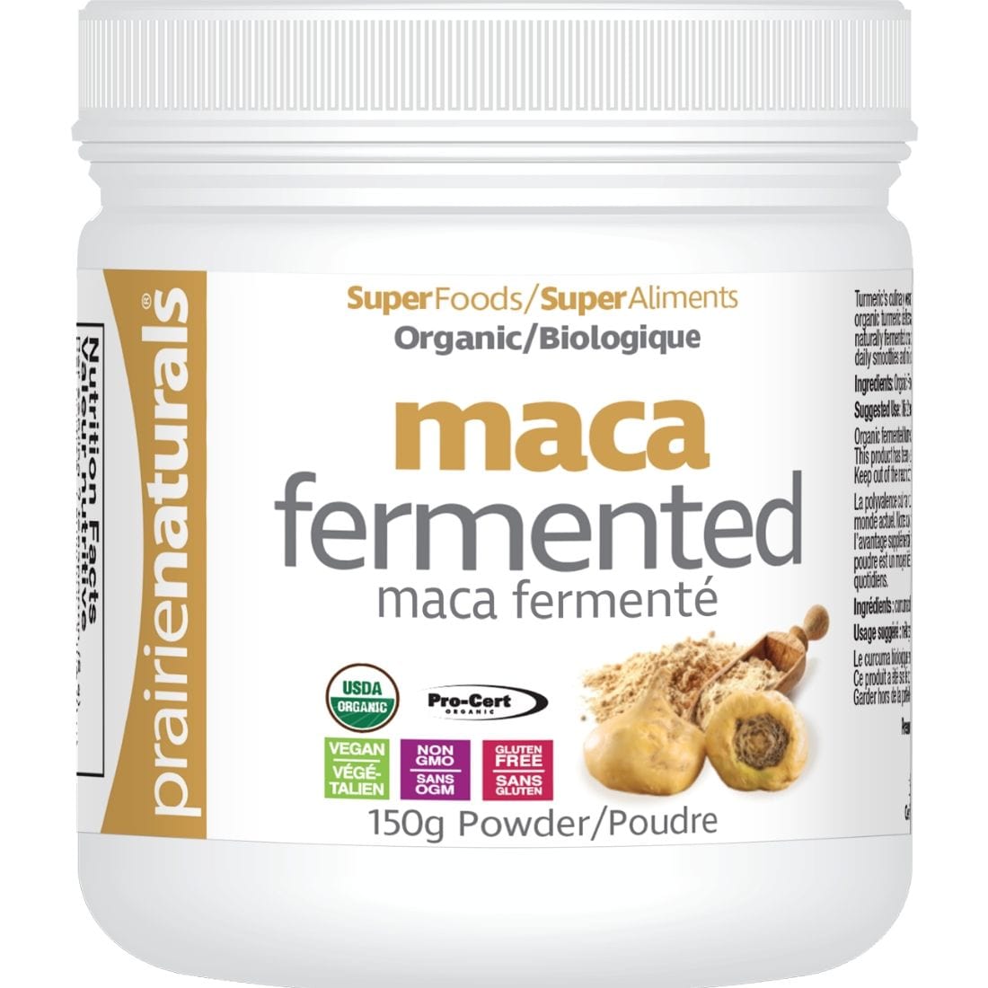 Prairie Naturals Organic Fermented Maca Powder (Double Strength), 150g