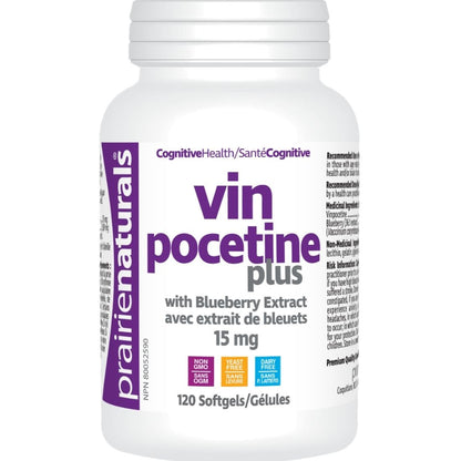 Prairie Naturals Vinpocetine Plus, 15mg with Blueberry Extract