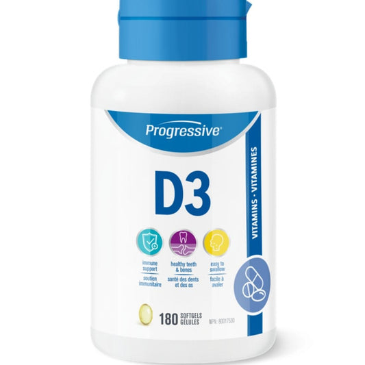 Progressive Vitamin D3 1000IU with MCT Oil, 180 Softgels
