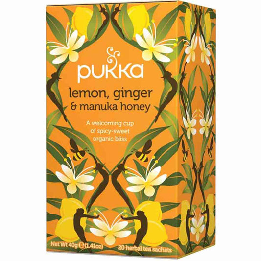 Pukka Organic Lemon, Ginger & Manuka Honey Tea, 20 Tea Sachets