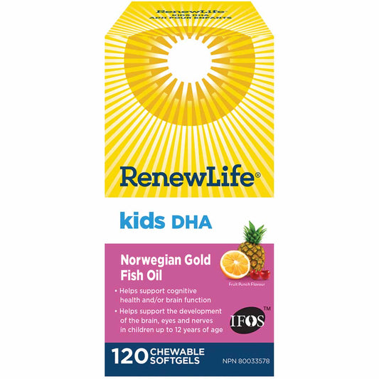 Renew Life Kids DHA, Norwegian Gold, Chewable Softgels