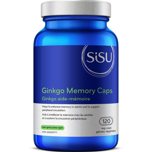 SISU Ginkgo Memory Caps 60mg (High Potency Ginkgo Biloba), 120 Veg Caps