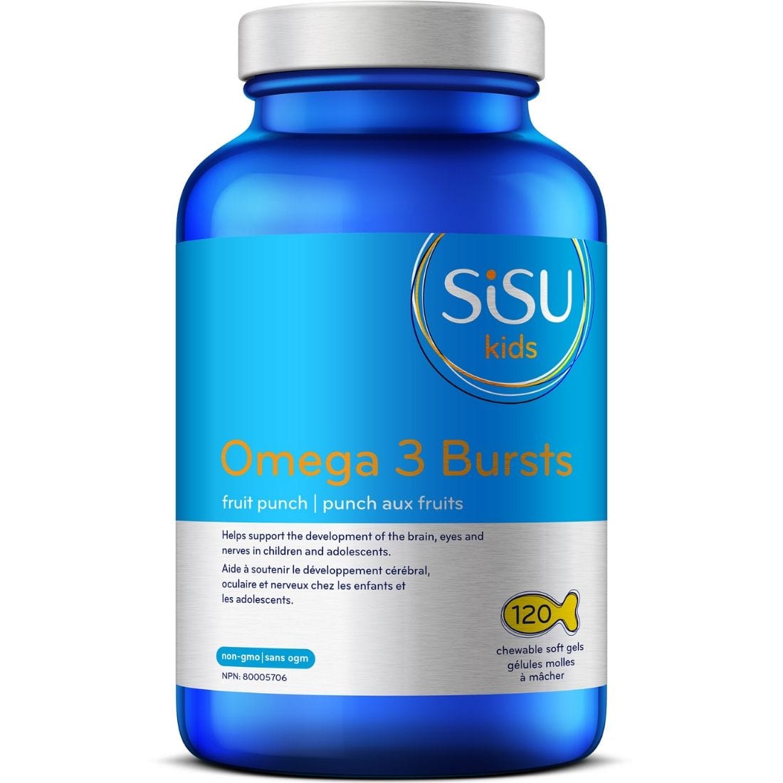 SISU Omega 3 Bursts for Kids, 120 Fish Shaped Chewable Softgels