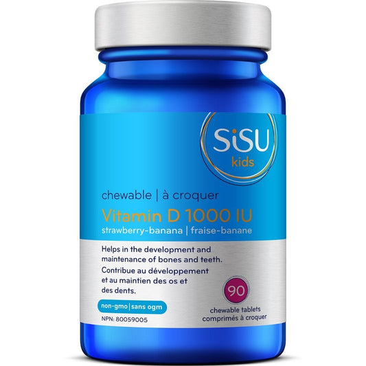 SISU Vitamin D3 Chewable 1000IU, Strawberry Banana, 90 Chewable Tablets