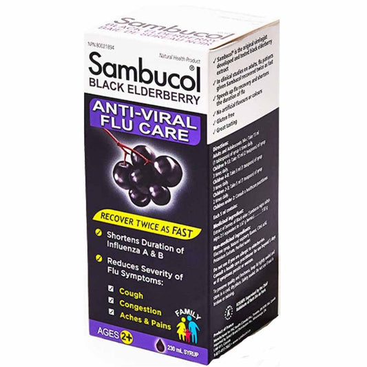 Sambucol Black Elderberry Syrup Anti-Viral Flu Formula (FAMILY), 230ml