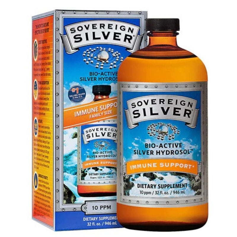 Sovereign Silver Bio-Active Silver Hydrosol, 10 PPM Immune Support, Screw Top Bottle