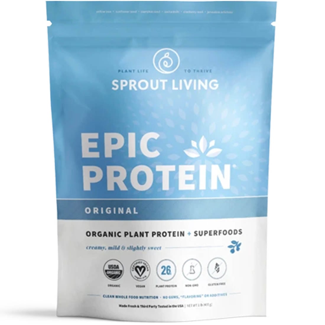 Sprout Living Epic Protein Organic Plant Protein, Made Fresh, Vegan, Gluten-Free, Non-GMO