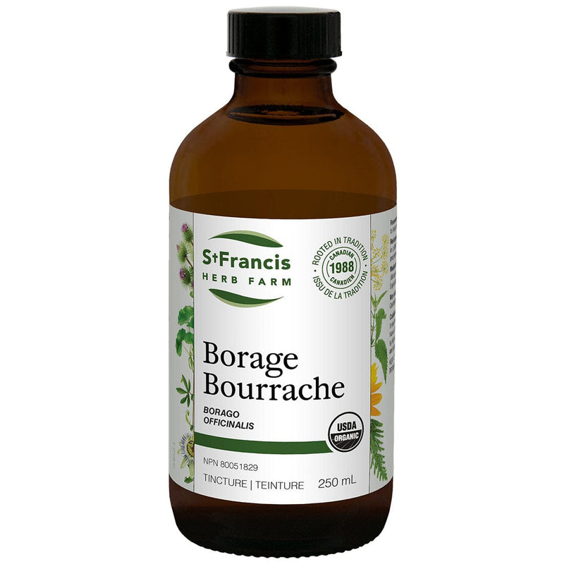 St. Francis Borage Tincture, Traditional Adrenal Tonic, Supports the Body During Times of Stress and Nervousness, 50-250ml