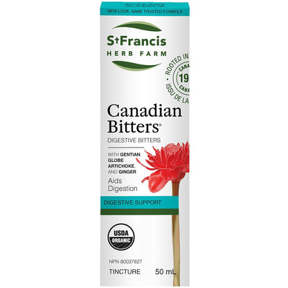St. Francis Canadian Bitters, Digestive Bitters, Soothing relief of heartburn, indigestion, constipation, bloating, and gas