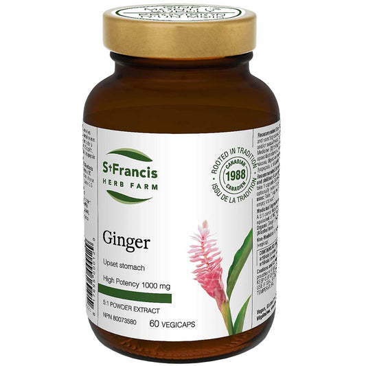 St. Francis Ginger 1000mg High Potency 5:1 Extract, 60 Capsules