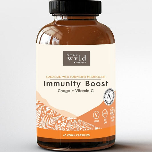 Stay Wyld Organics Immunity Boost (100% Wild Canadian Chaga Mushrooms & Vitamin C), 60 Capsules
