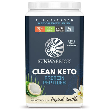 Sun Warrior Clean Keto Protein Peptides with MCTs, Minerals and Fiber, 73% Fat Per Serving, 720g/15 Servings