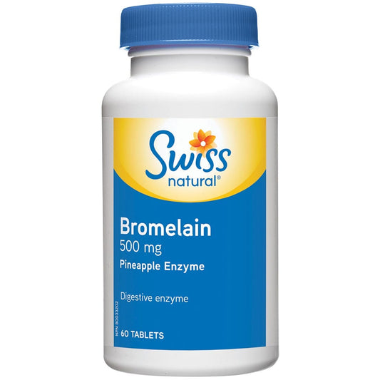 Swiss Natural Bromelain 500mg Pineapple Enzyme, 60 Tablets