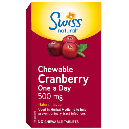 Swiss Natural Chewable Cranberry One a Day 500mg, 50 Chewable Tablets