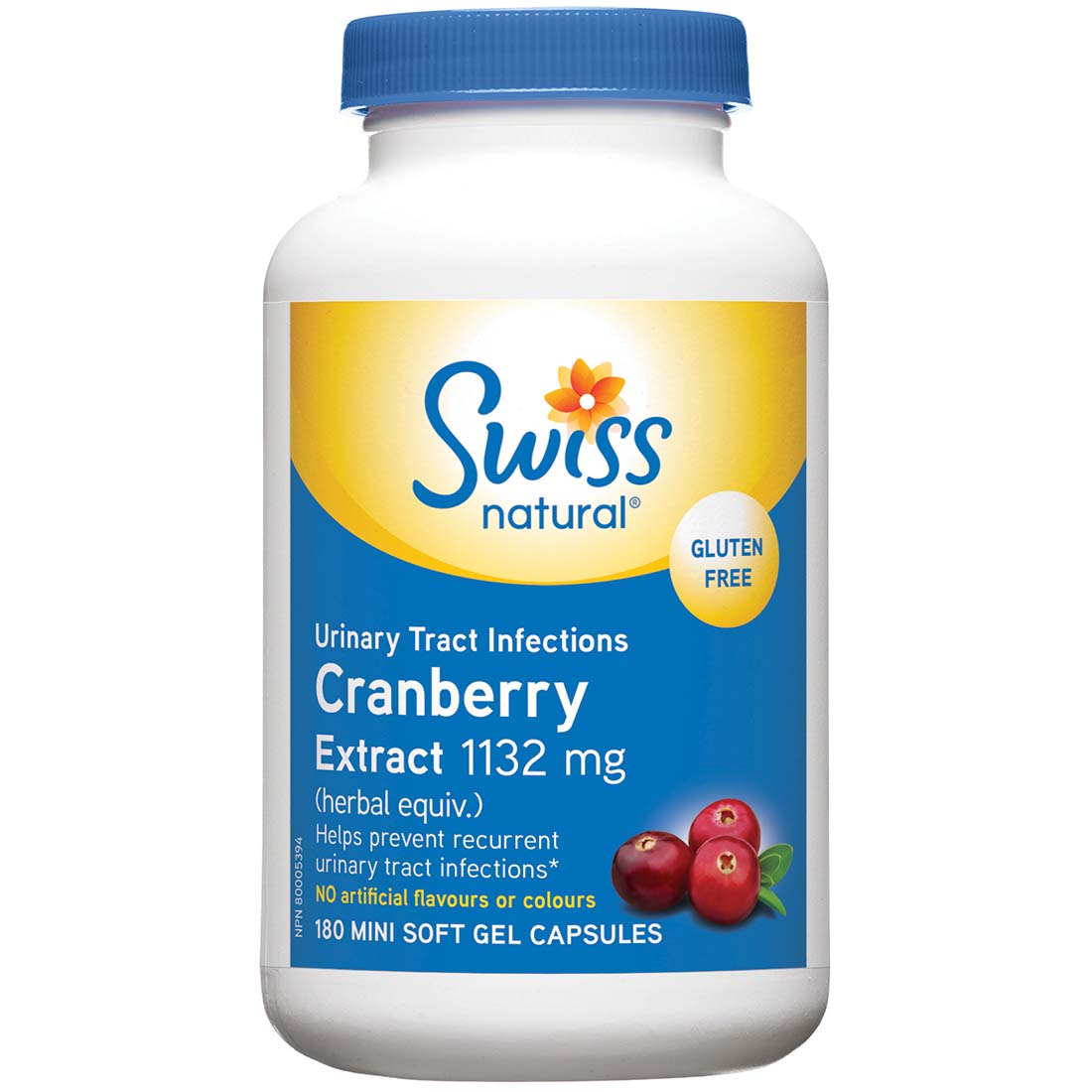 Swiss Natural Cranberry Extract 1132mg, Soft Gel Capsules