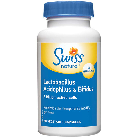 Swiss Natural Lactobacillus Acidophilus & Bifidus, 60 Capsules