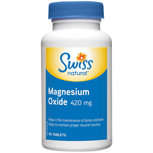 Swiss Natural Magnesium Oxide 420mg, 90 Tablets