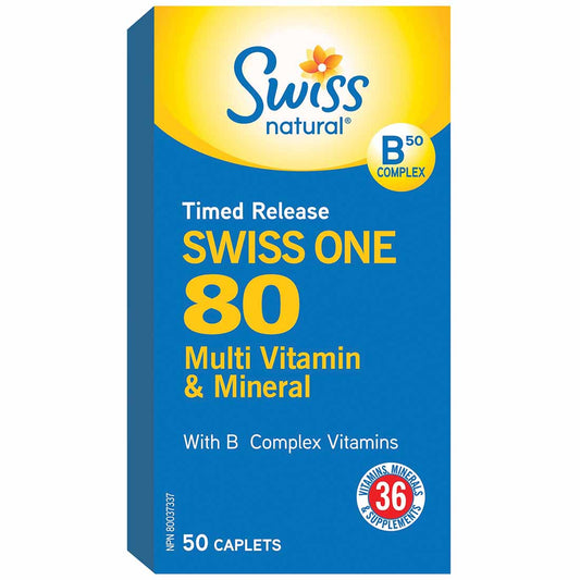 Swiss Natural Sources Swiss One 80 Multi Vitamin & Mineral Timed Release, 50 Caplets