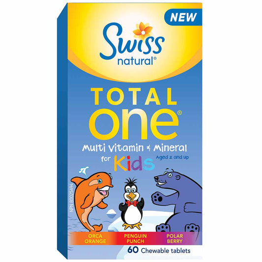 Swiss Natural Total One Multi-Vitamin & Mineral Kids, 60 Chewable Tablets