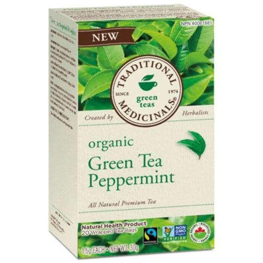 Traditional Medicinals Organic Green Tea Peppermint Tea, 16 Wrapped Tea Bags