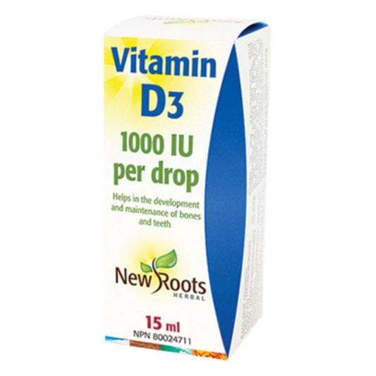 New Roots Vitamin D3 Drops Liquid, 1000IU Per Drop