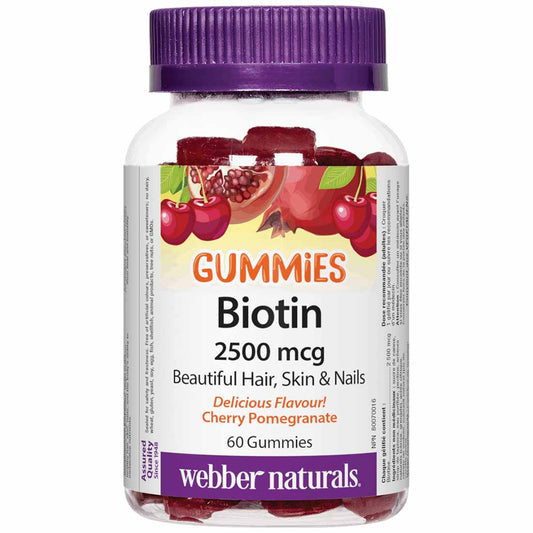 Webber Naturals Biotin Gummies 2500mcg, 60 Gummies