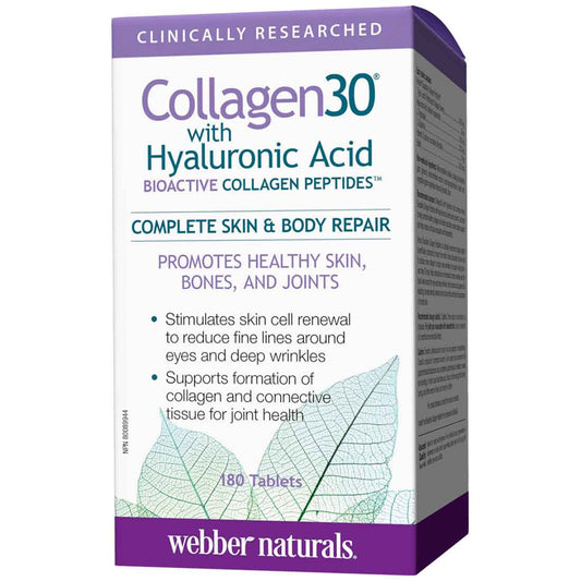 Webber Naturals Collagen30 with Hyaluronic Acid, 180 Tablets