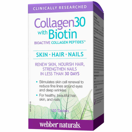 Webber Naturals Collagen30 with Biotin, 120 Tablets