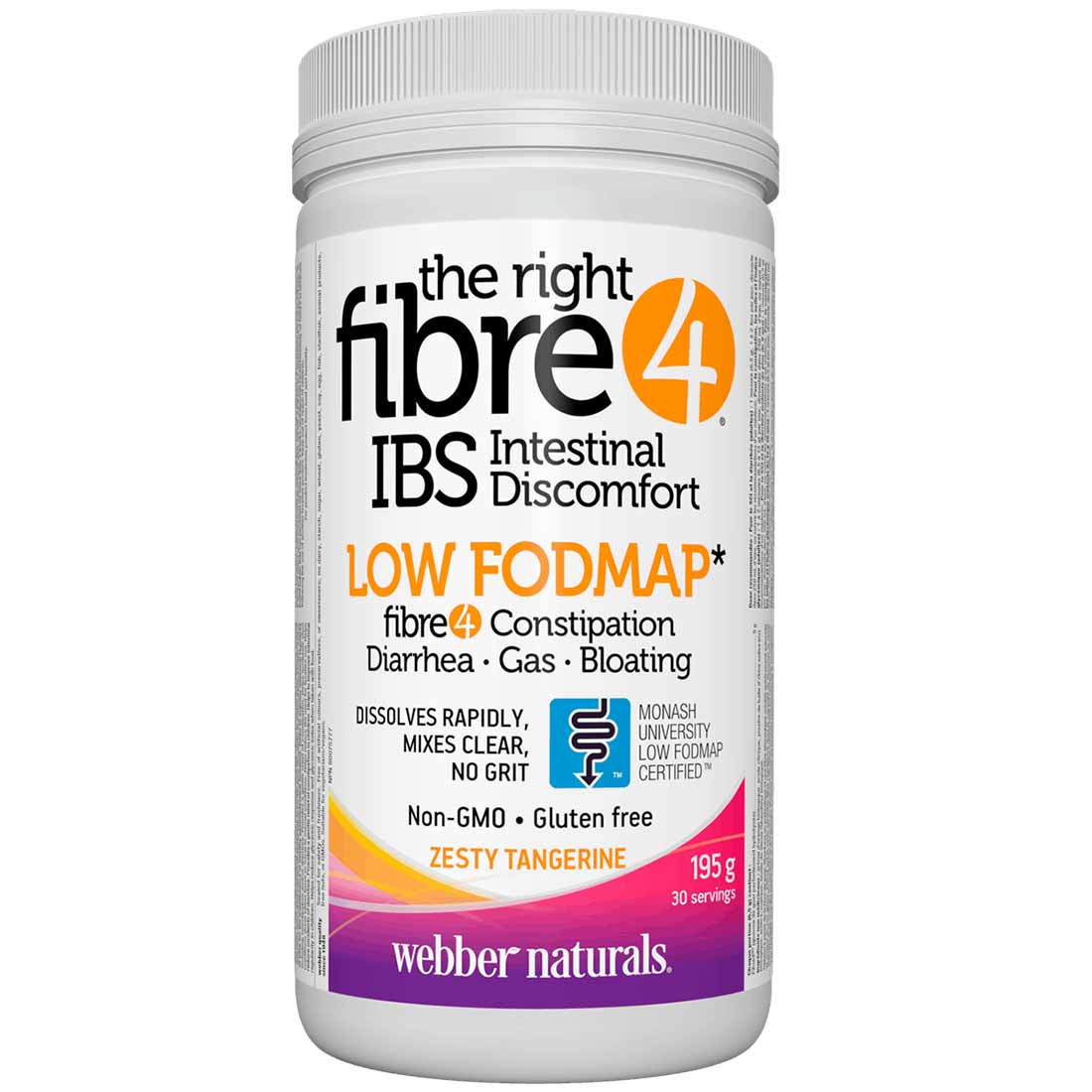 Webber Naturals Fibre 4 IBS Intestinal Discomfort, Low FODMAP, Gluten-Free and Non-GMO, 150g / 30 Servings