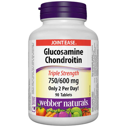 Webber Naturals Glucosamine Chondroitin, Triple Strength, 750mg/600mg
