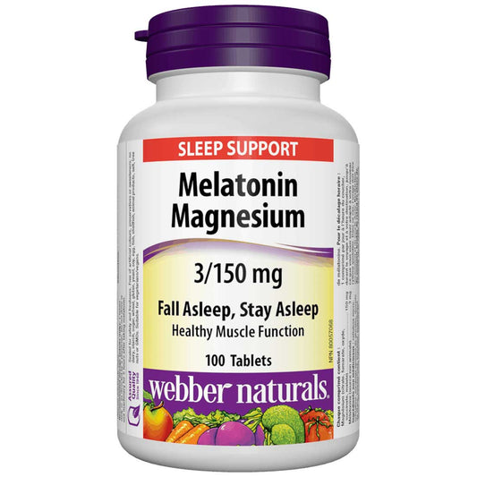 Webber Naturals Melatonin & Magnesium, 3mg/150mg, 100 Tablets