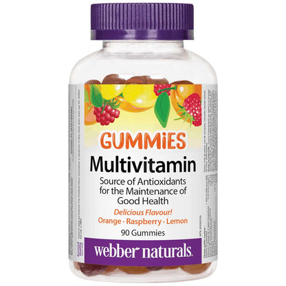 Webber Naturals Adult Multivitamin Gummies, Orange, Raspberry, Lemon 90 Gummies