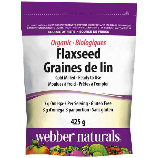 Webber Naturals Organic Flaxseed, Cold Milled, Gluten-Free, 425g