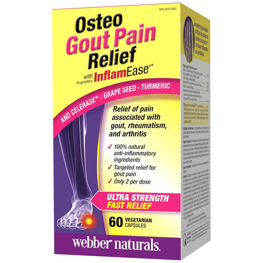 Webber Naturals Osteo Gout Pain Relief with InflamEase, 60 Vegetarian Capsules