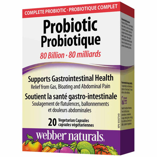 Webber Naturals Probiotic 80 Billion, 20 Vegetarian Capsules