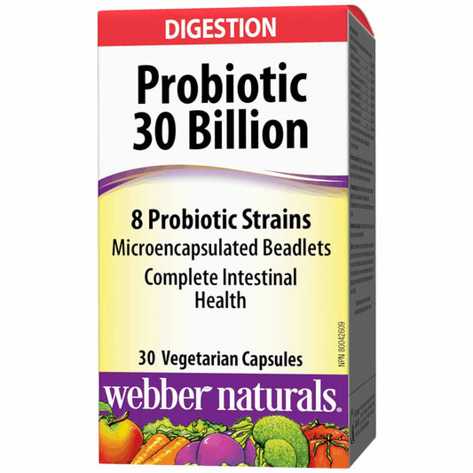 Webber Naturals Probiotic Multi Strain, 30 Billion Active Cells, 8 Probiotic Strains, 30 Capsules