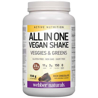 Webber Naturals Vegan All-In-One Protein Shake (Gluten-Free and Non-GMO), 16 Servings