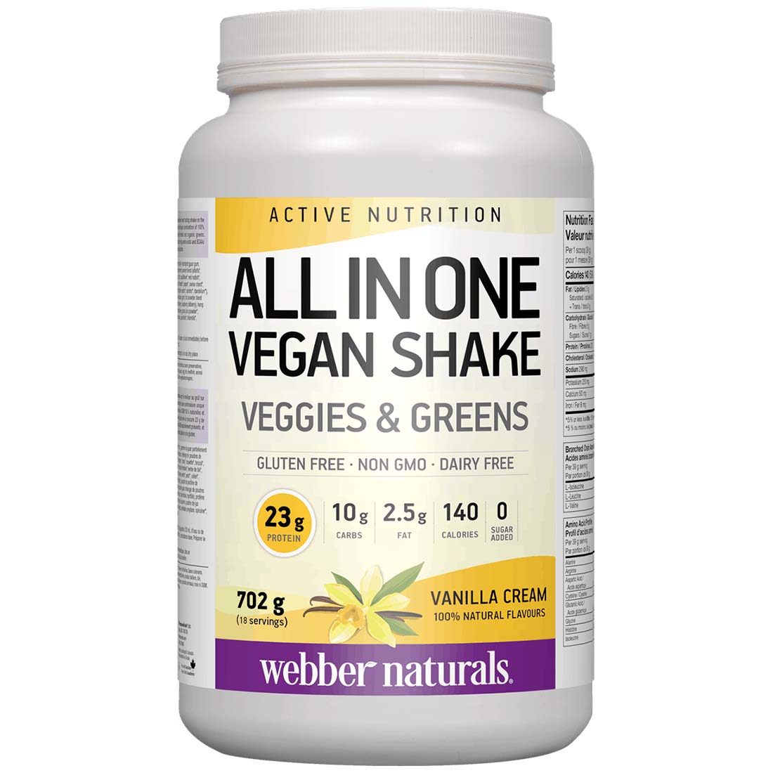 Webber Naturals Vegan All-In-One Protein Shake (Gluten-Free and Non-GMO), 16 Servings